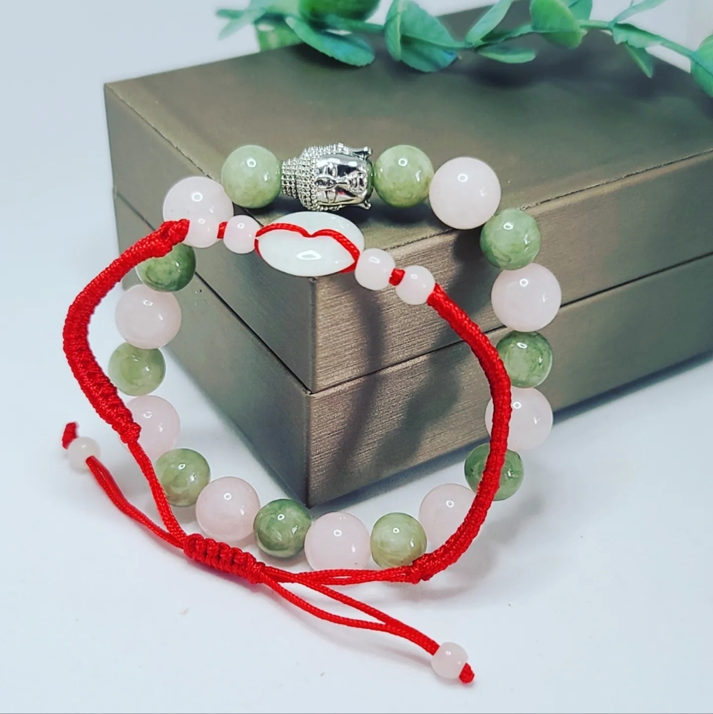 Set 2 bracelets, Jade and Rose Quartz Buddha
